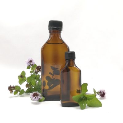 hydrolat menthe bergamote en bouteille verre brun de 50ml et 100ml